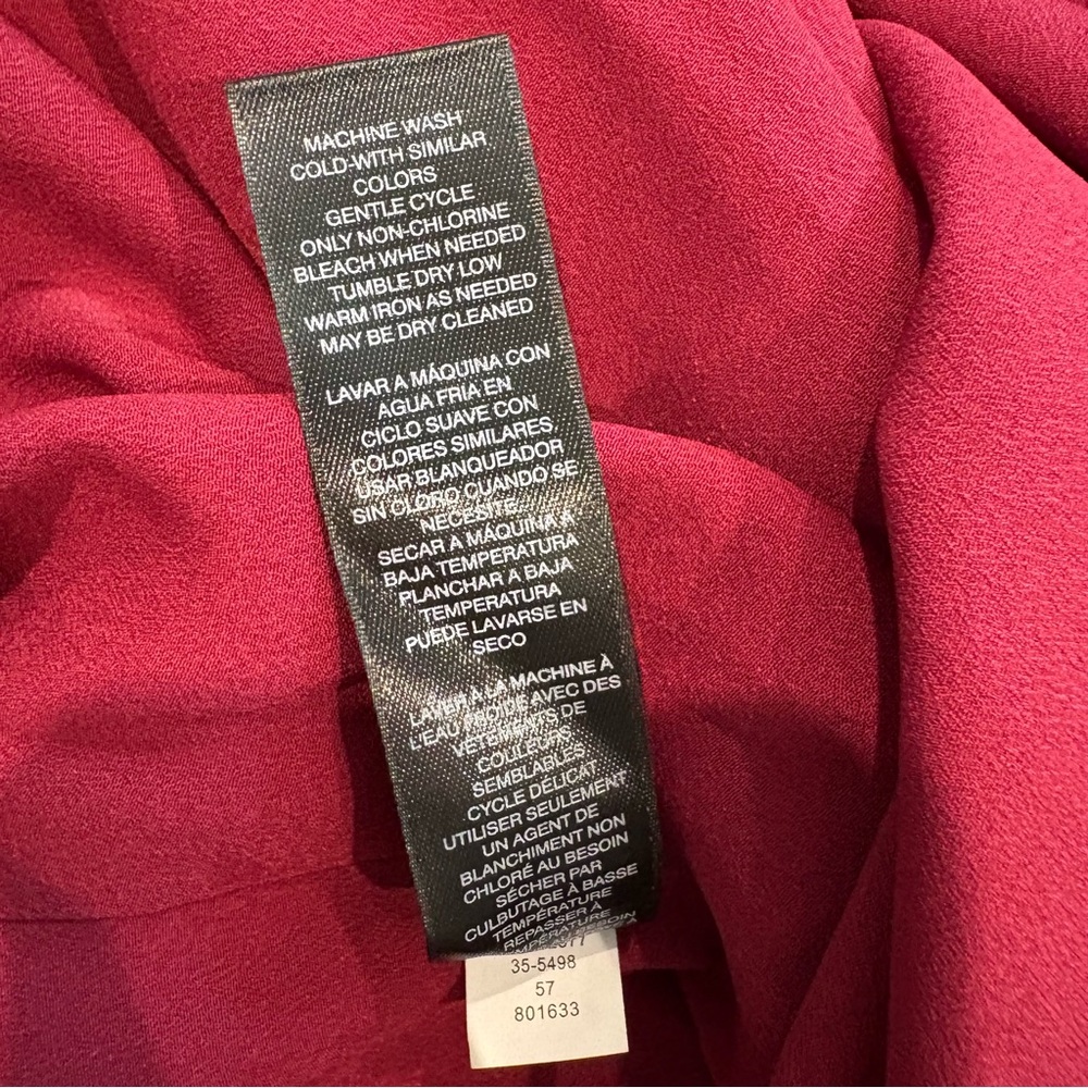 NWT, White House Black Market Tie Neck Blouson Dress in Red Plum, Sz XL - Picture 16 of 16